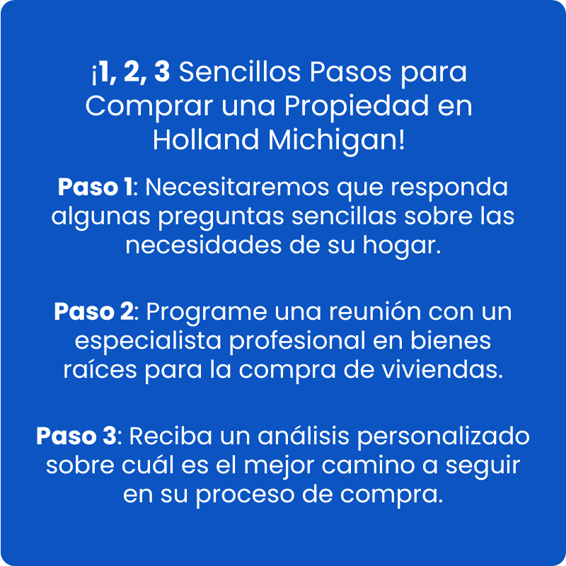 ¡1, 2, 3 Sencillos Pasos para Comprar una Propiedad en Holland Michigan!